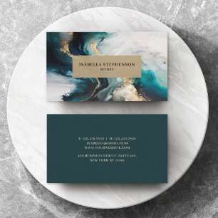 Moderne professionelle abstrakte Teal-Gold-Gestalt Visitenkarte