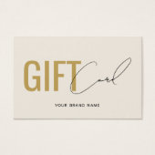 Moderne professionelle beigegoldene Geschenkkarte  (Vorderseite)
