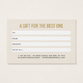 Moderne professionelle beigegoldene Geschenkkarte  (Rückseite)