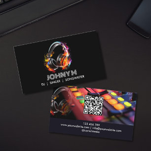 Moderne professionelle DJ-Musik-Kopfhörer QR-Code Visitenkarte