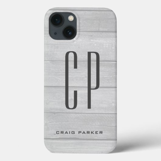 Moderne professionelle einfache Monogramm-Grau Case-Mate iPhone Hülle (Rückseite)