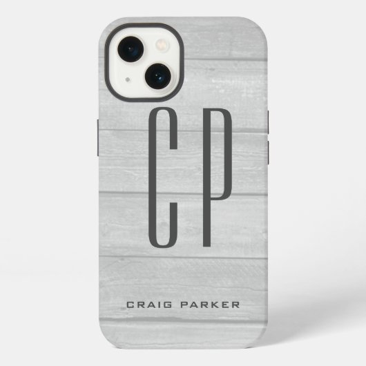Moderne professionelle einfache Monogramm-Grau iPhone Hülle (Rückseite)