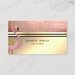 Moderne Professionelle Gold,Streifen,Rosa Flamingo Visitenkarte