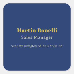 Moderne professionelle Gold- und Blaukolor-Serif-S Quadratischer Aufkleber