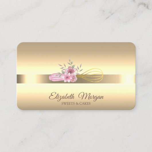 Moderne professionelle Gold Whisk Blume Visitenkarte (Vorderseite)