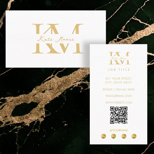 Moderne professionelle Gold-White-Monogramm-Vermar Visitenkarte