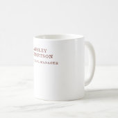 Moderne professionelle minimalistische eigene Name Kaffeetasse (VorderseiteRechts)
