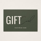 Moderne professionelle olivgrüne Geschenkkarte für (Vorderseite)