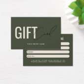 Moderne professionelle olivgrüne Geschenkkarte für (Schreibtisch)