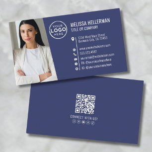 Moderne professionelle QR-Code-Foto-Logo in Marine Visitenkarte
