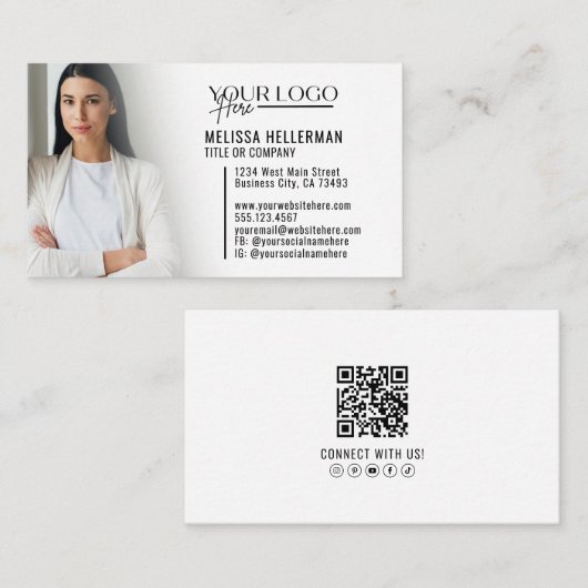 Moderne professionelle QR-Code-Foto-Logo Visitenkarte (Vorne/Hinten)
