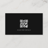 Moderne professionelle QR-Code-Minimalist Schwarzw Visitenkarte (Rückseite)