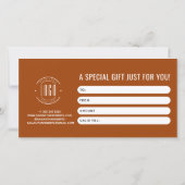 Moderne professionelle Terrakotta-Geschenkkarte mi (Rückseite)