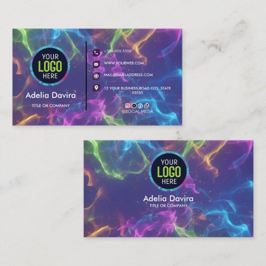 Moderne professionelle Visitenkarte – Neon-Opal-Ed (Vorne/Hinten)