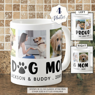 Moderne PROUD DOG MAMA Paw Print FotoCollage Kaffeetasse