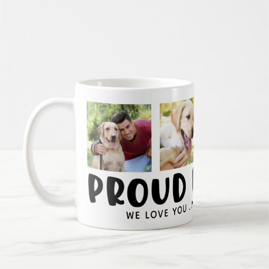 Moderne PROUD DOG VATER PW Print FotoCollage Kaffeetasse (Links)