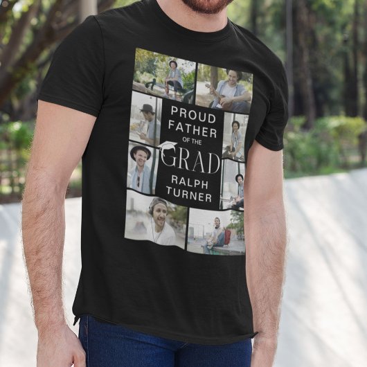 Moderne Proud Vater Graduate 9 Foto Collage T-Shirt