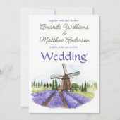 Moderne Provence Lavender Fields Floral Wedding Einladung (Vorderseite)