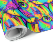 Moderne psychedelische Katzenmuster einzigartig fa Geschenkpapier (Rolleneckpunkt)
