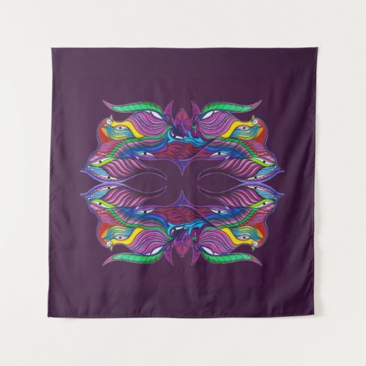 Moderne psychedelische Mandala Wandteppich (Vorderseite (Horizontal))