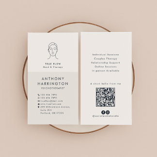 Moderne Psychotherapeutin, QR-Code, SM-Icons Visitenkarte
