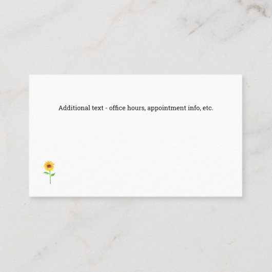 Moderne Psychotherapeutin Sonnenblume Visitenkarte (Rückseite)