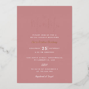 Moderne Puce-Rosa Herz Ms to Mrs Brautparty Folieneinladung