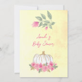 Moderne Pumpkin Blush Pink Gold Gelbe Babydusche Einladung (Rückseite)