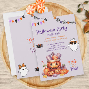 Moderne Pumpkin Candy Kids Halloween Leckereien Pa Einladung