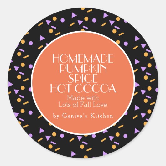 Moderne Pumpkin Gewürz Kakao hausgemachte Sprinkle Runder Aufkleber (Vorderseite)