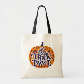 Moderne Pumpkin Navy Blue and White Trick oder Tre Tragetasche (Vorne)