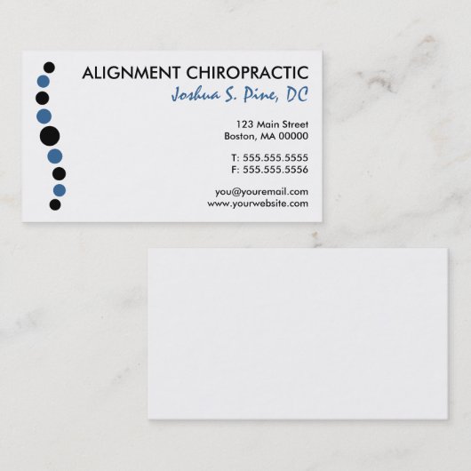 Moderne Punkt-Chiropraktik-Visitenkarten Visitenkarte (Vorne/Hinten)