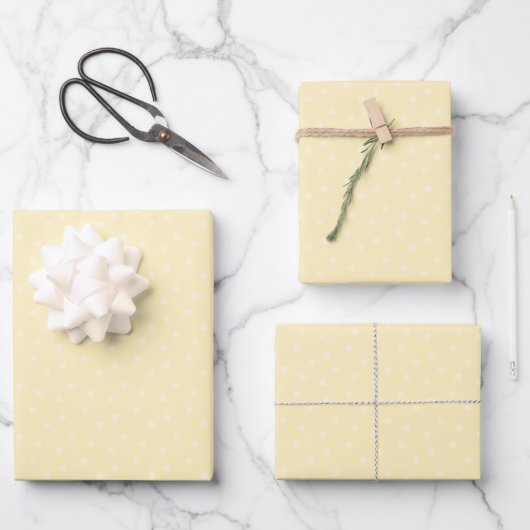 Moderne Punkte auf Buttermilchgelb Geschenkpapier Set (Vorderseite)