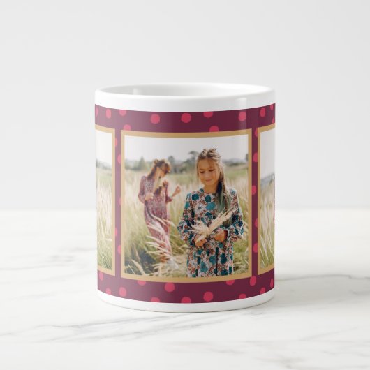 Moderne Punkte Drei Foto Jumbo-Tasse (Vorderseite)