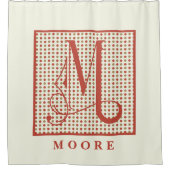 Moderne Punkte Hintergrund Große Monogramm M Duschvorhang (Vorderseite)