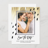 Moderne Punkte mit Pinselstrichen Save the Date Einladungspostkarte (Vorne/Hinten)