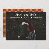 Moderne Punkte Pinsel Skript-Foto Save the Date (Vorne/Hinten)