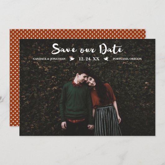 Moderne Punkte Pinsel Skript-Foto Save the Date (Vorne/Hinten)