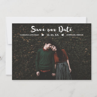 Moderne Punkte Pinsel Skript-Foto Save the Date