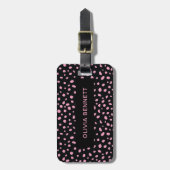 Moderne Punkte Schwarz Rosa Gepäckanhänger (Vorderseite vertikal)