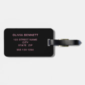 Moderne Punkte Schwarz Rosa Gepäckanhänger (Rückseite horizontal)