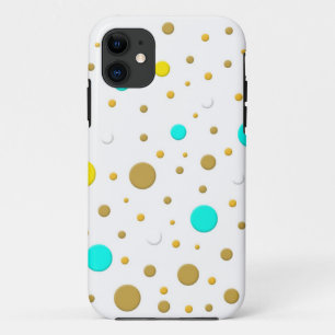 Moderne Punkte Türkis Gelb Weiß Gold Lustiges Desi Case-Mate iPhone Hülle