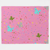 Moderne Punkte und Schmetterlingsrosa Fleecedecke (Vorderseite (Horizontal))