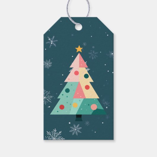 Moderne Punkte-Weihnachtsbaum-Geschenkanhänger Geschenkanhänger (Vorderseite)