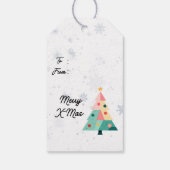 Moderne Punkte-Weihnachtsbaum-Geschenkanhänger Geschenkanhänger (Rückseite)