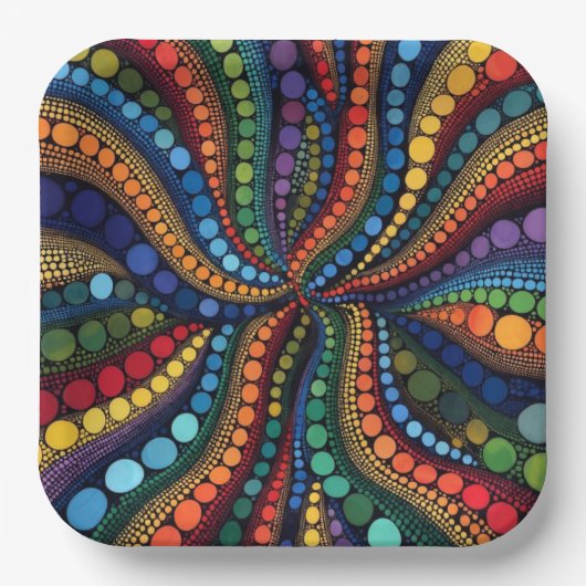 Moderne Punktkunst-Kollektion Pappteller (Vorderseite)