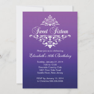 Moderne Purple Sweet Sixteen Geburtstagsfeier Einladung