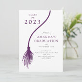 Moderne PurpleTassel Graduation Party Einladung (Stehend Vorderseite)