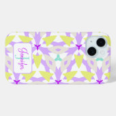 Moderne Purpur-Gelb-Mint-Monogramm-Geometrie Case-Mate iPhone Hülle (Rückseite (Horizontal))