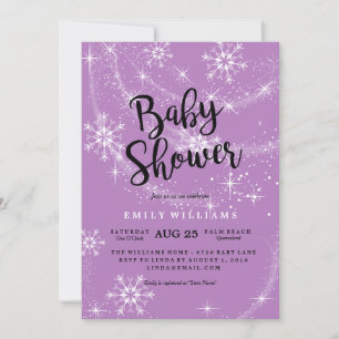 Moderne Purpur-Schneeflocken-Baby-Party-Einladung Einladung